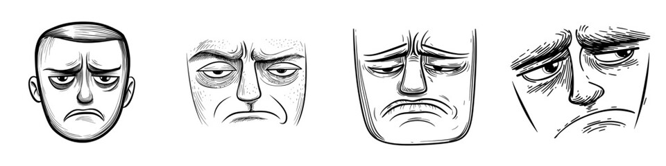 A cartoon face with a black eye and goggles, displaying confusion and fear with an open mouth and a single tooth, set against a white background and embodying negative emotions