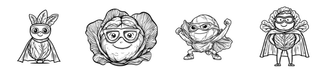 Modern cartoon icon of a cauliflower superhero in isolation