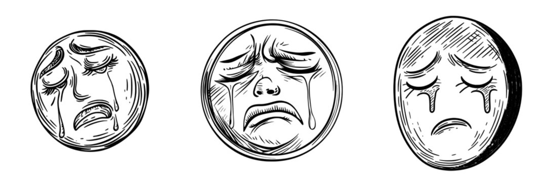 The cartoon face embodies a modern emotion of disgust, characterized by closed eyes, a sour taste, and an expression of aversion, symbolized by a funny emoji or a naughty and disgusting emoji on a