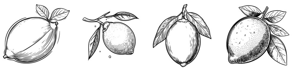 Modern refreshing summer food dessert, a juicy lemon, is represented by an isolated line icon of lemon citrus fruit, including outline tropical citron and ripe sour fruit in zest