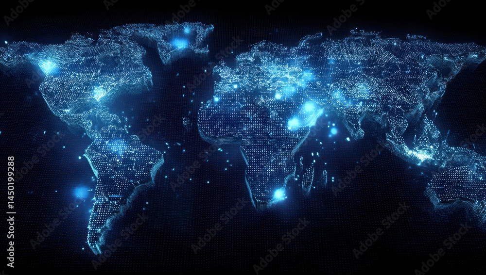 Aufkleber global network connection: digital world map