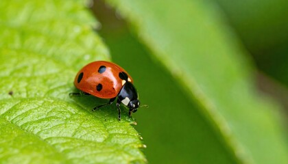 Ladybug crawling on leaf garden macro photography natural environment close-up insect life