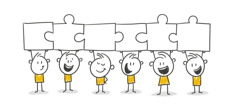 Strichfiguren / Strichm&auml;nnchen / Stick Figures: Puzzle, Teamwork, Team. (Nr. 838)