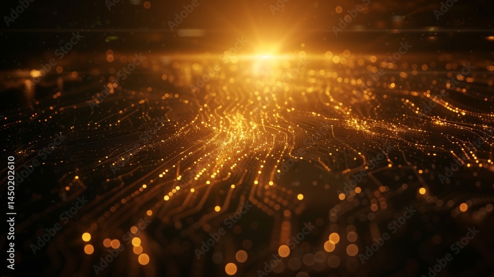 Poster abstract representation of artificial intelligence, glowing neural network lines forming a brain sha