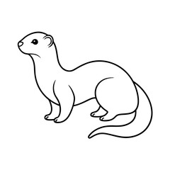 European Otter Outline Line Art Vector Illustration