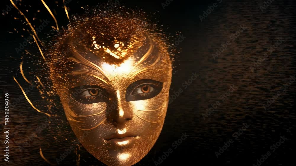 Poster abstract background with motion blurred golden light streaks and shimmering bokeh effect creating a 