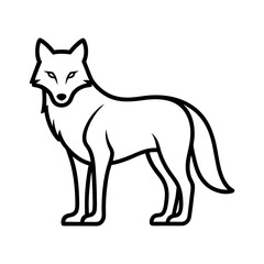 Gray Wolf Outline Wild Animal Line Art Vector