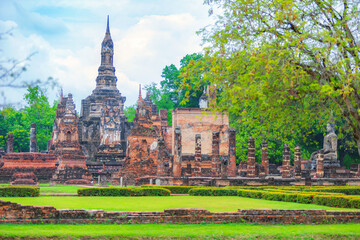 Sukhothai temple at Sukhothai historical park of Sukhothai province, Thailand, Asia.