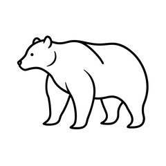 Grizzly Bear Outline Line Art Vector Drawing