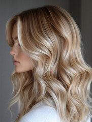 Naklejka premium radiant blonde waves in natural light