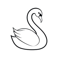 Mute Swan Outline Bird Line Art Illustration
