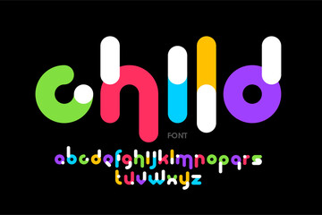 Child. Playful style font, alphabet letters and numbers vector illustration © piai