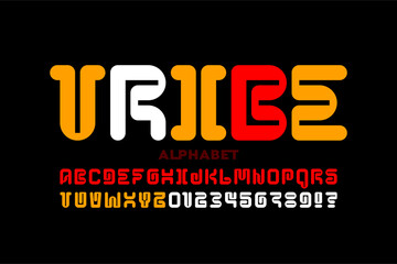 Tibal style font, alphabet letters and numbers vector illustration