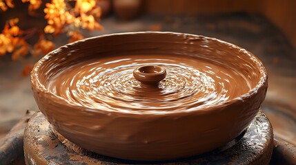 a bowl of chocolate sitting on top of a table