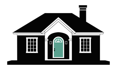 Simple Black and White Illustration of a Charming Home Exterior