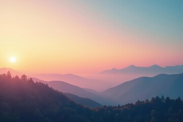 Obraz premium Subtle gradient sky blends seamlessly with hazy landscape, ethereal, gradient, water