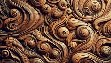 Abstract Wooden Texture with Organic Curved Layers – 3D Render


