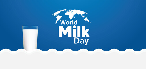 World Milk Day 1 June milk glass vector poster