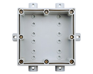 Obraz premium Electrical junction box with multiple mounting holes on a transparent background