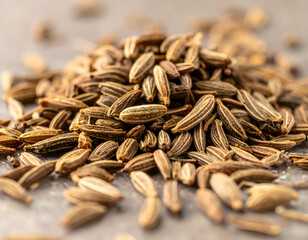 Pile Of Brown Cumin Seeds Close Up