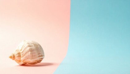 Exploring the beauty of a seashell minimalist setting photography pastel background close-up nature's art