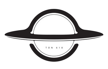 Vector minimalist logo with black hole or planet with rings on the theme of space, astronomy, astrophysics and universe. No aI used