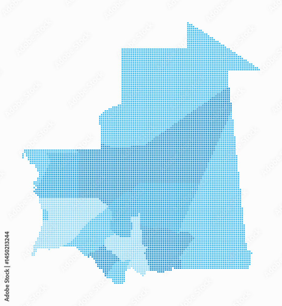 Poster mauritania dotted map. digital style map of the country on white background. mauritania shape with s