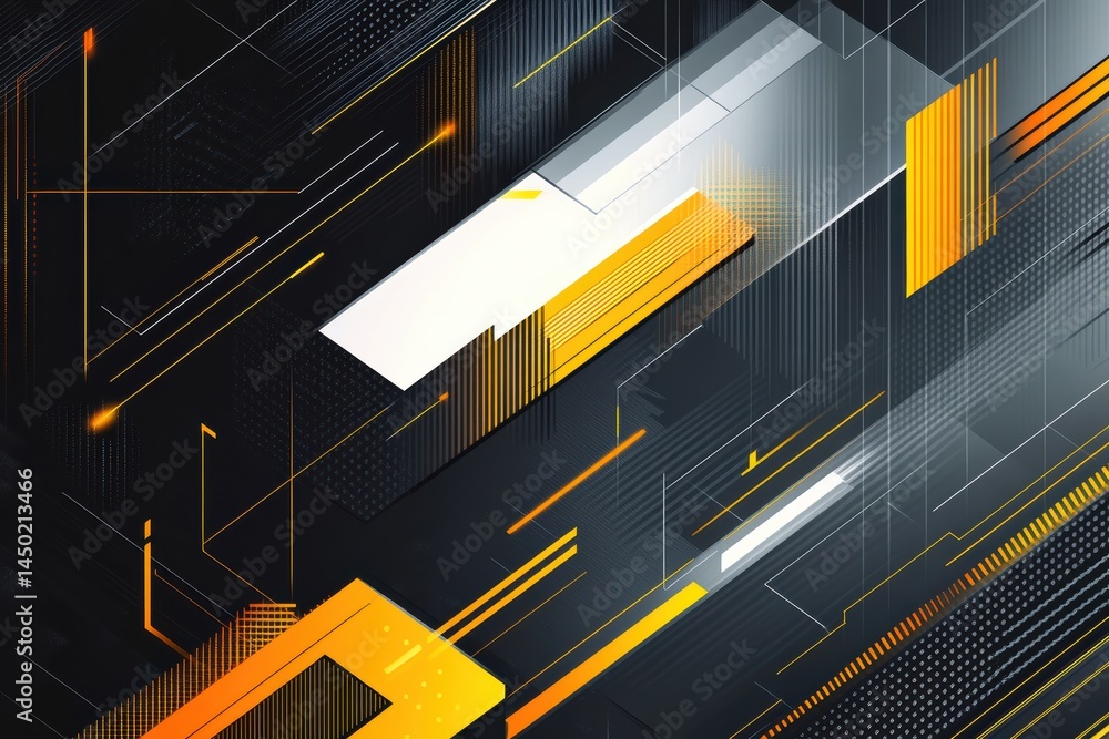Poster graphic layout design showcasing abstract shapes and lines with vibrant colors in modern style