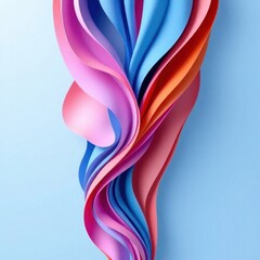 Fototapeta premium Abstract colorful ribbon swirl against a light blue background