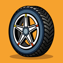 wheel of car Vector icon illustration silhouette Graphics design image white background