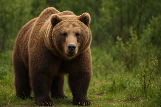 Majestic brown bear in forest