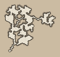 Fototapeta premium Detailed Cave System Dungeon Map with Hex Grid