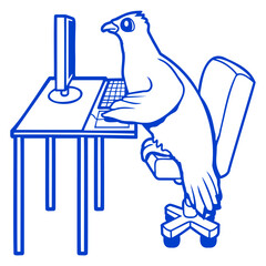 Pigeon works office computer keyboard mouse gamer Isolated Vector Graphic Design Illustration
