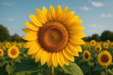 Obraz premium Vibrant sunflower field scene.