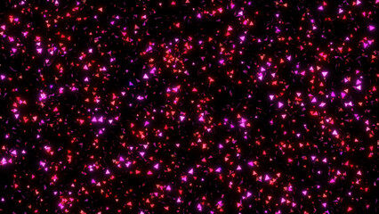 Glowing pink and purple confetti particles background 