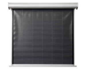 Retractable roller screen blind for window or projection use on a transparent background