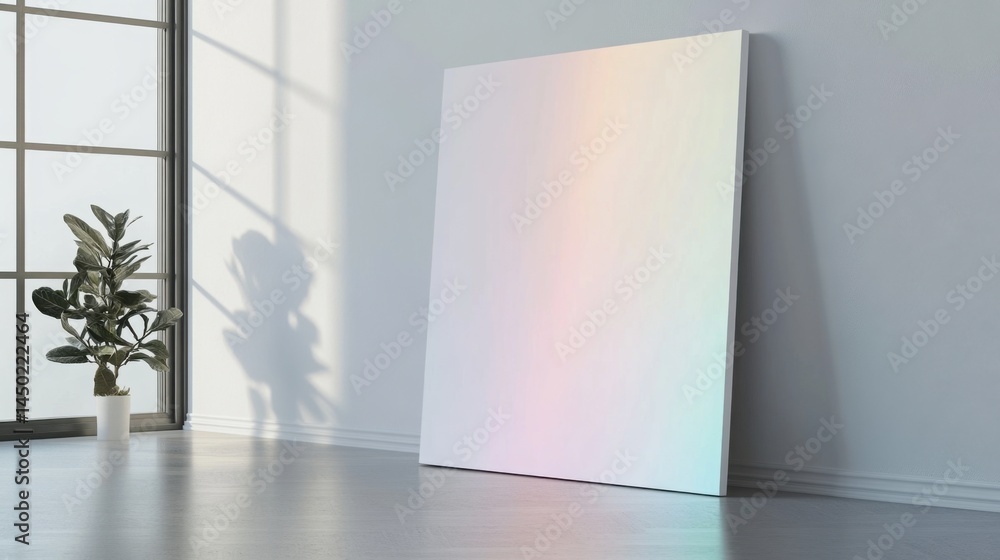 Poster abstract white presentation canvas with a hint of rainbow glow, minimal and modern for optimistic to