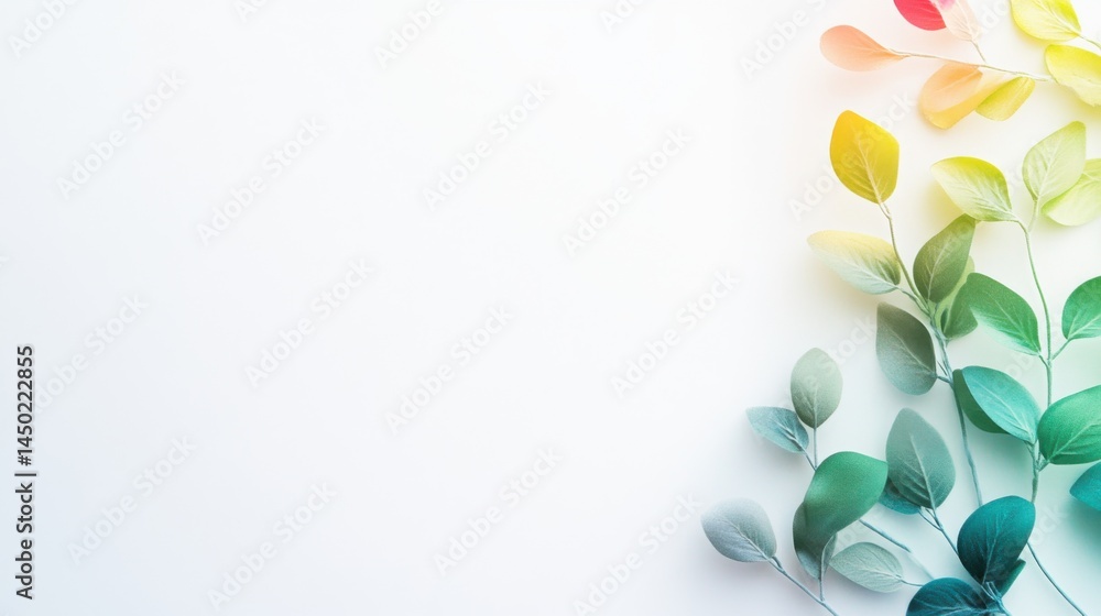 Fototapete presentation-ready white background with delicate rainbow gradient details and clean open space for 