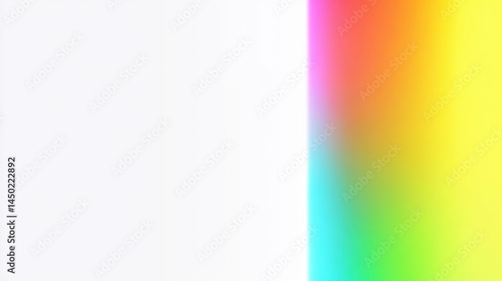 Poster presentation-ready white background with delicate rainbow gradient details and clean open space for 
