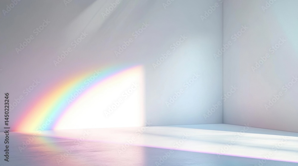 Aufkleber white presentation backdrop with subtle rainbow arc accents, adding a light, optimistic touch to min