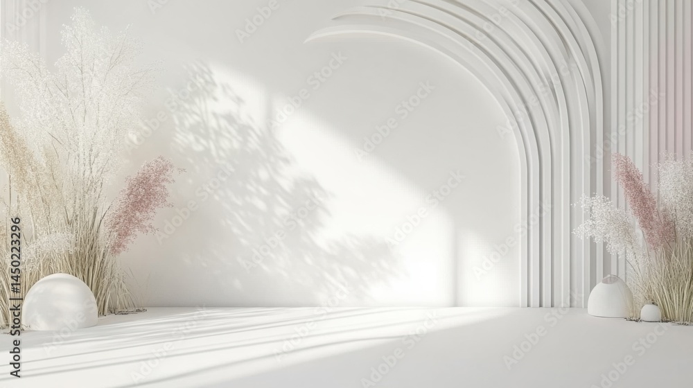 Poster white presentation backdrop with subtle rainbow arc accents, adding a light, optimistic touch to min