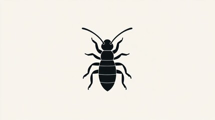 Illustration of a bug, insect, or termite, black silhouette on light background, for education, science, or nature articles