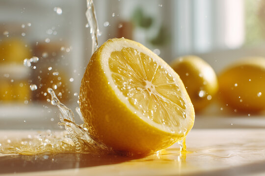 Fresh Lemon Splash: Vibrant Citrus Fruit Photography