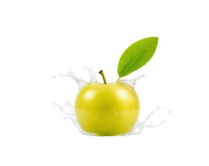 Fresh apple water splash effect isolated on white background PNG file