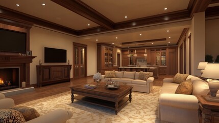 Fototapeta premium Rendered image of luxury home living area
