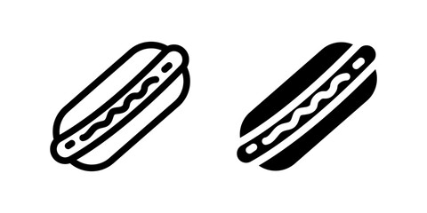 A simple vector icon set depicting hot dogs, ideal for food and snack designs.
