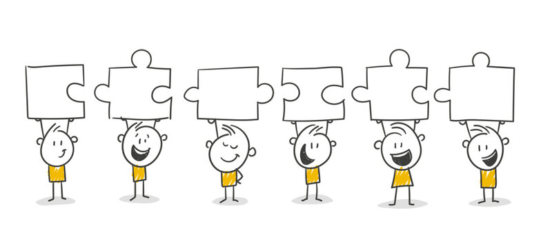 Strichfiguren / Strichm&auml;nnchen / Stick Figures: Puzzle, Puzzleteil, Team. (Nr. 839)