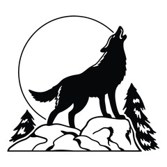 "Wolf Silhouette Vector Collection Featuring Howling, Tribal, and Wilderness Scenes for Logos, Tattoos, and Outdoor Art"