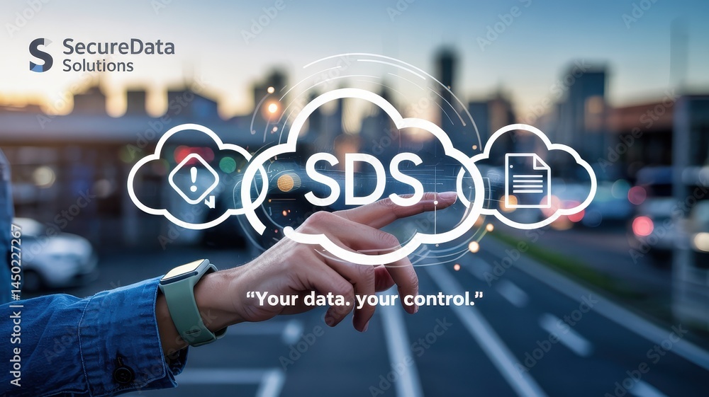 Poster conceptual illustration of data control and security.