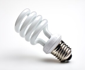 Compact fluorescent lamp close up on white background